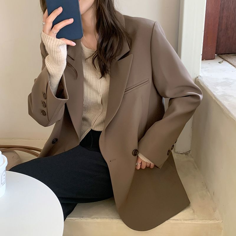 Damen oversize Blazer mit strukturiertem Stoff Drune