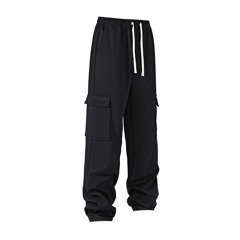 Herren lockere Cargo-Jogginghose mit elastischem Bund, Kordelzug und aufgesetzten Klappentaschen Drune