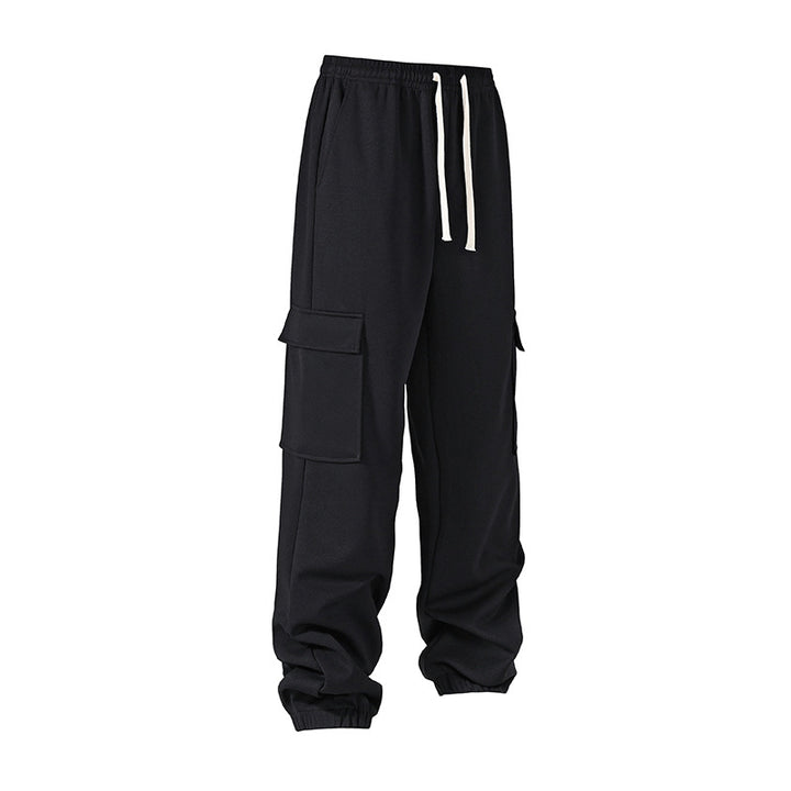 Herren lockere Cargo-Jogginghose mit elastischem Bund, Kordelzug und aufgesetzten Klappentaschen Drune