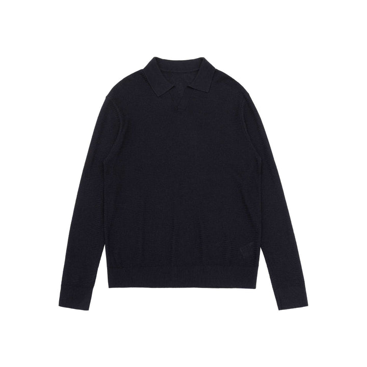 Unisex Feinstrick-Polo-Pullover mit Troyerkragen und geripptem Saum Drune
