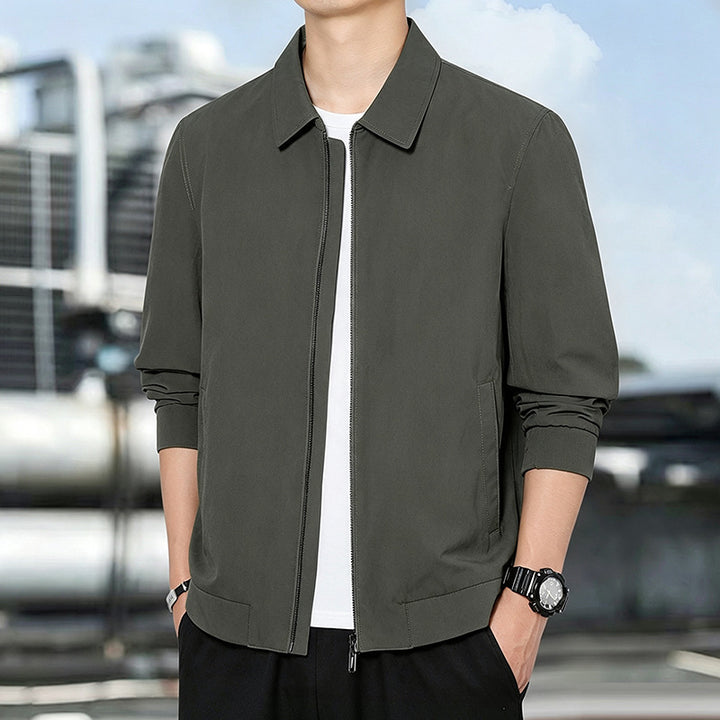 Herren Leichte Windjacke mit kariertem Innenfutter, durchgehendem Reißverschluss und Rippbündchen Drune