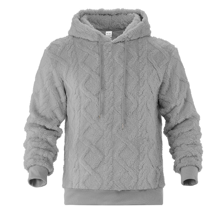 Herren Teddy-Fleece-Hoodie mit diamantstruktur, gefütterter Kapuze und weichen Rippbündchen Drune