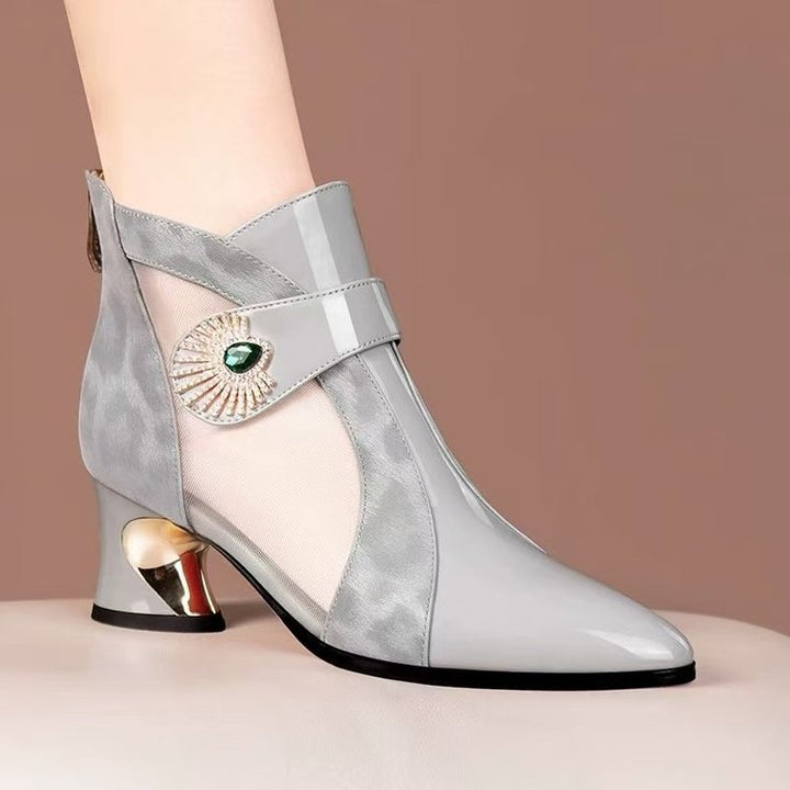 Damen Elegante Stiefeletten mit transparenten Einsätzen Drune