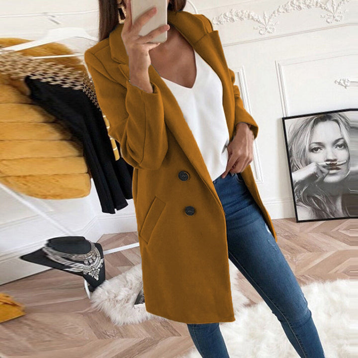 Damen Longline Wolloptik Mantel‑Blazer mit Reverskragen Drune