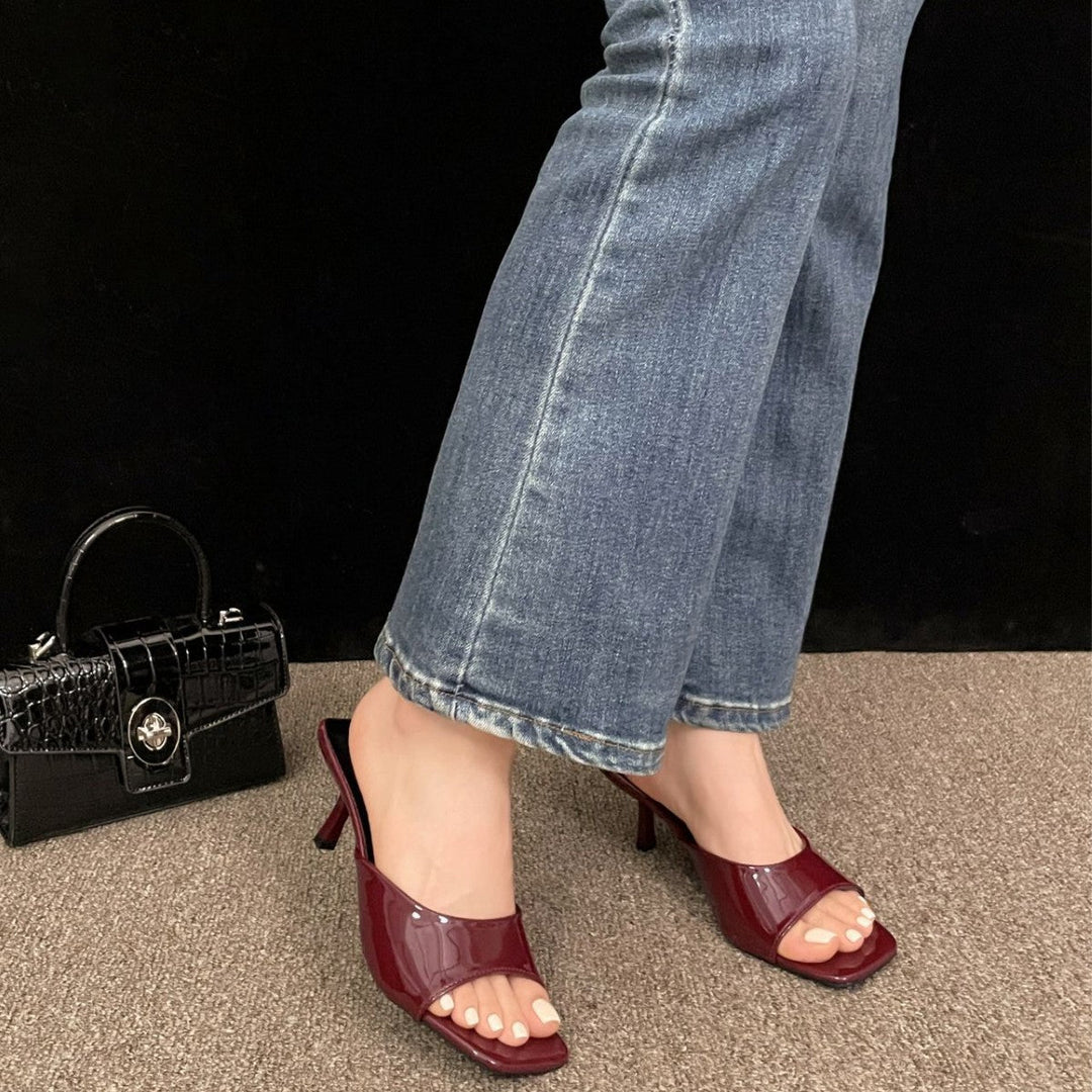 Damen Chic Offene Mules mit quadratischer Zehenpartie und elegantem Absatz Drune