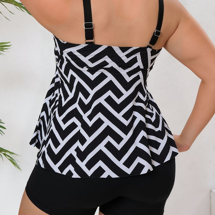 Damen Tankini-Set mit kontrastierenden Mustern und modischem Schnitt Drune