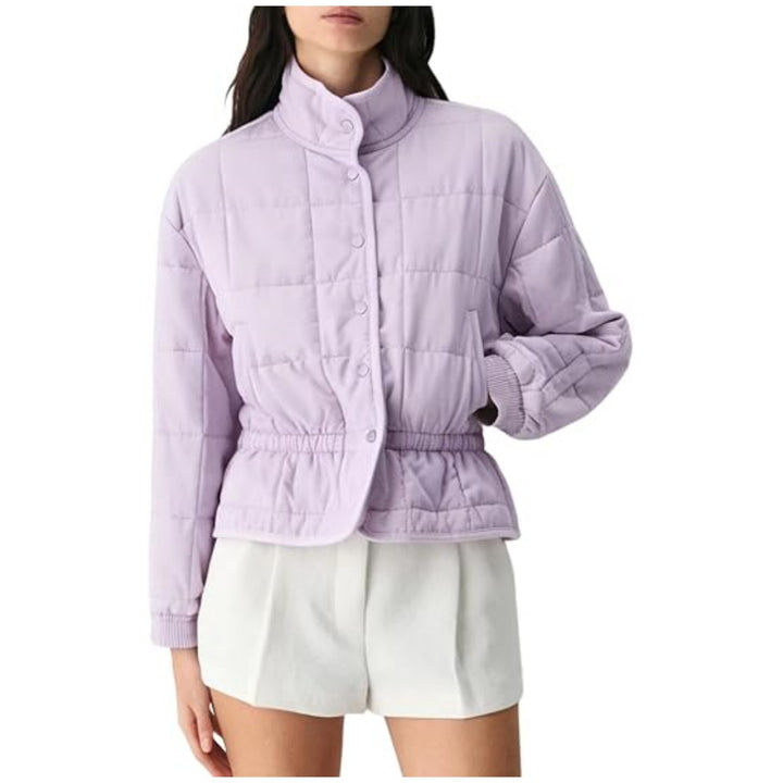 Damen Kurz geschnittene Steppjacke mit Stehkragen und Taillengummi Drune