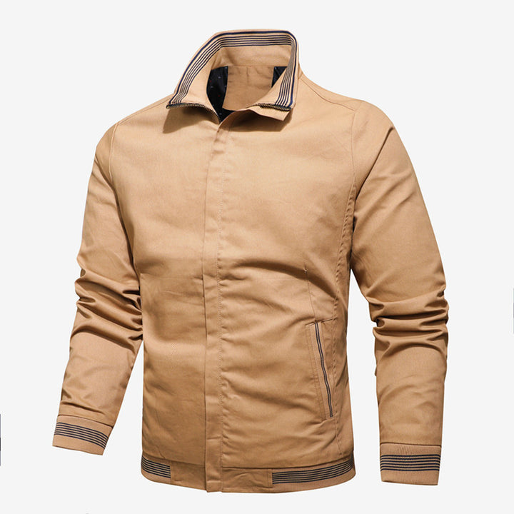 Herren Übergangsjacke aus Baumwoll-Twill mit Stehkragen und Rippbündchen Drune
