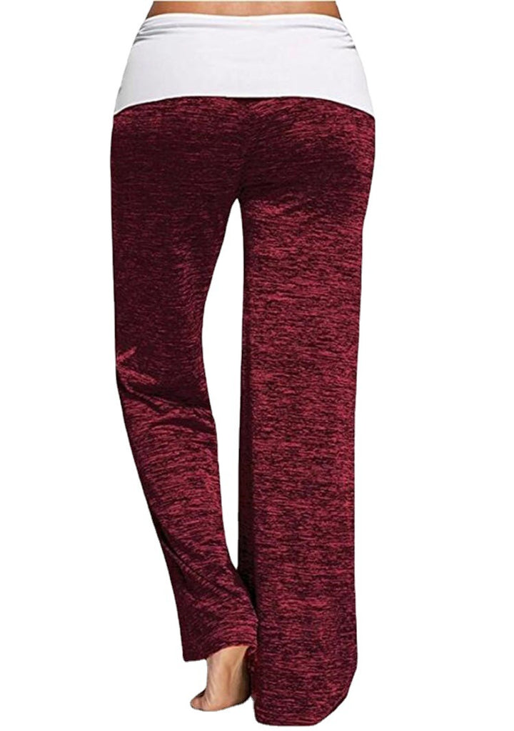 Damen Weiche Palazzo-Loungehose mit Umschlagbund, Kordelzug und weitem Bein Drune