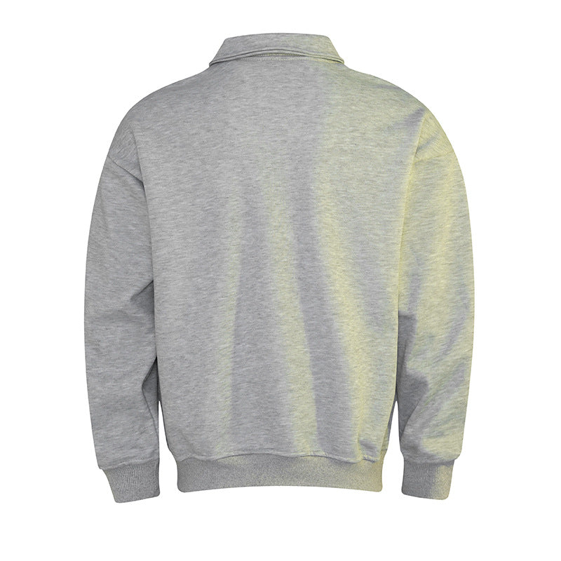 Herren Polo‑Sweatshirt im Oversize‑Relaxed‑Fit mit Rippbündchen und Knopfleiste Drune