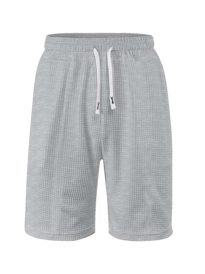 Herren nan atmungsaktive Waffel-Pyjama-Shorts mit elastischem Komfortbund, Tunnelzug und seitlichen Eingrifftaschen Drune