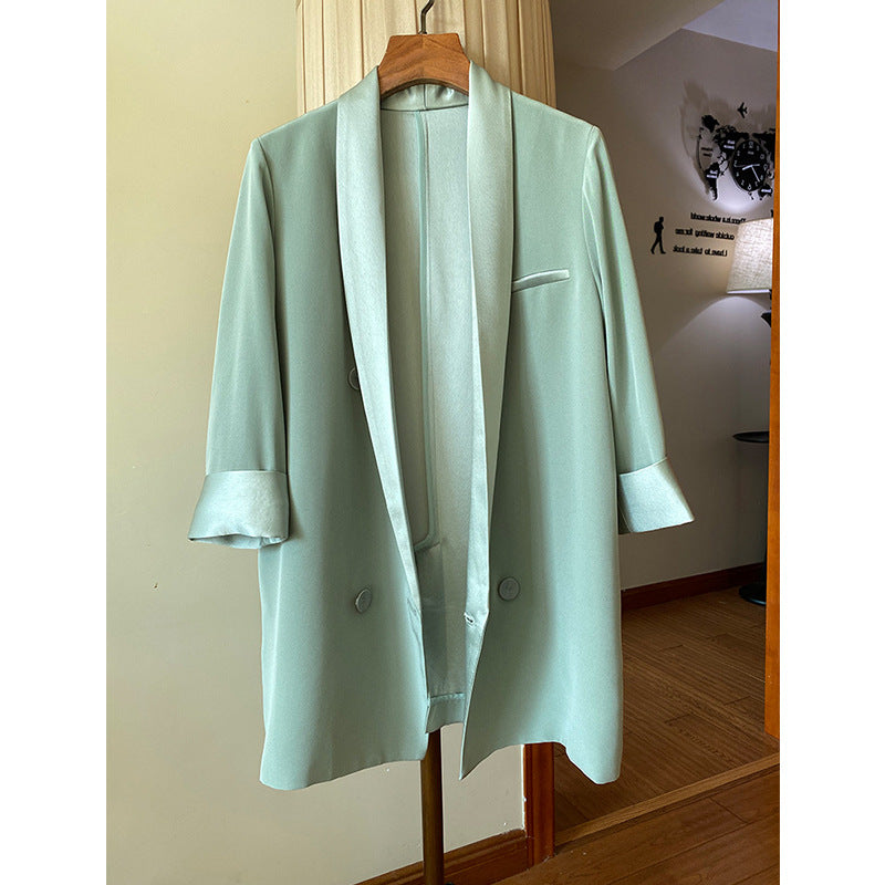 Damen Eleganter Blazer mit schimmerndem Revers Drune