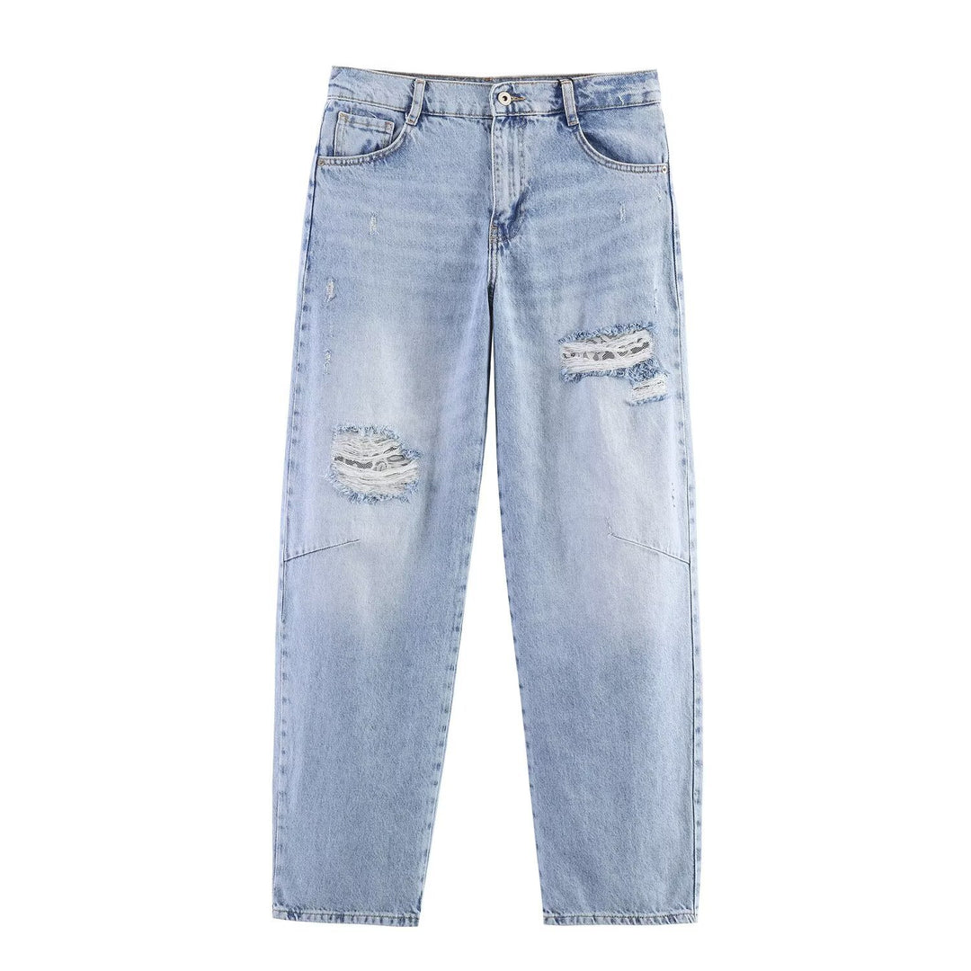 Damen Jeans-Set mit Cropped-Jeansjacke und lässiger High-Waist-Jeans Drune
