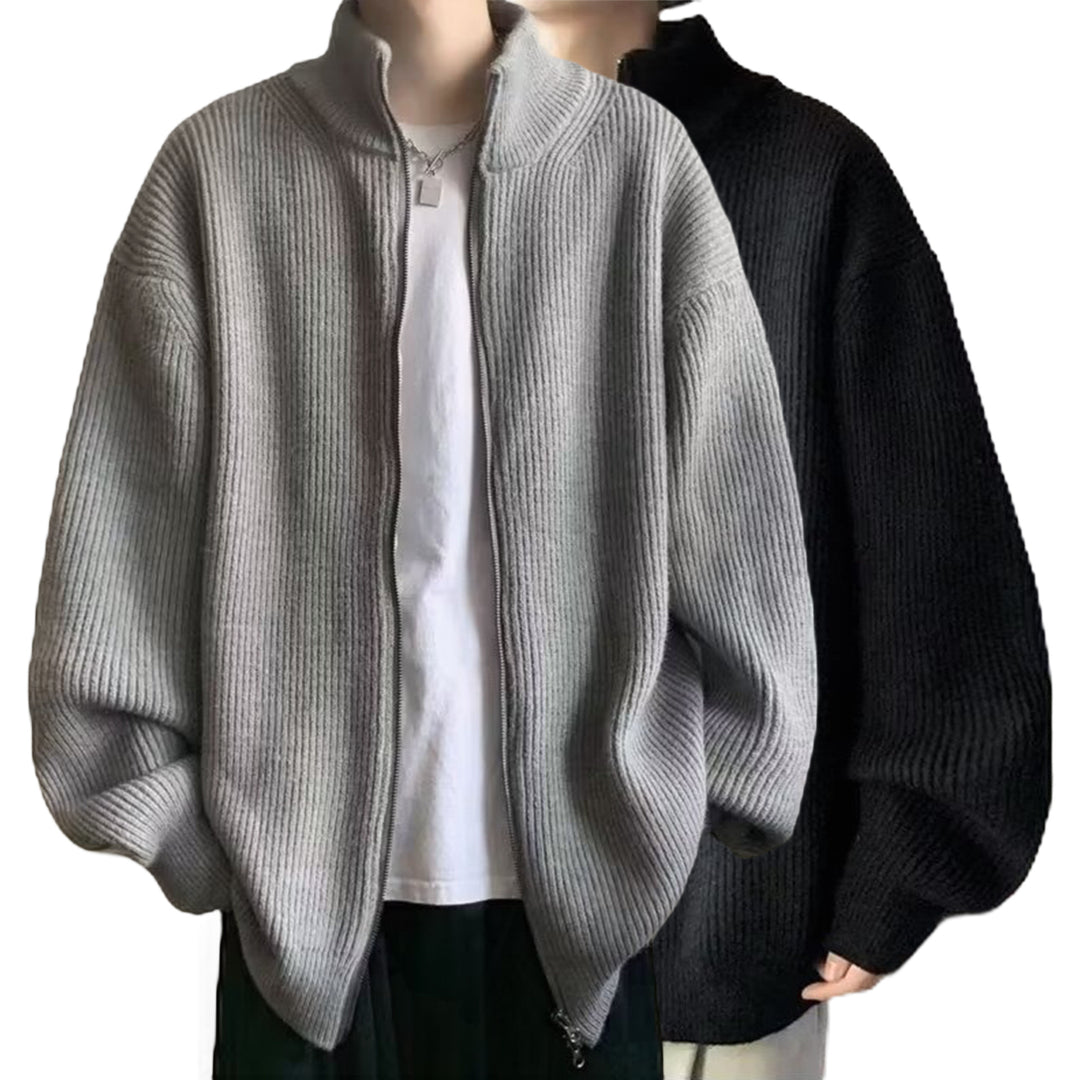 Herren Übergroße Strickjacke mit Stehkragen Drune