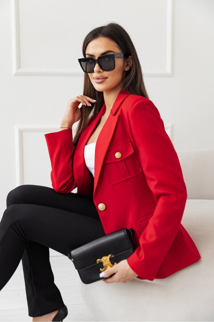 Damen Modischer Blazer mit aufgesetzten Taschen und eleganten Knopfdetails Drune