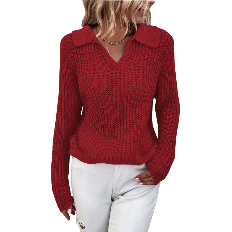 Damen Strickpullover mit strukturiertem Design und modernem V-Ausschnitt Drune