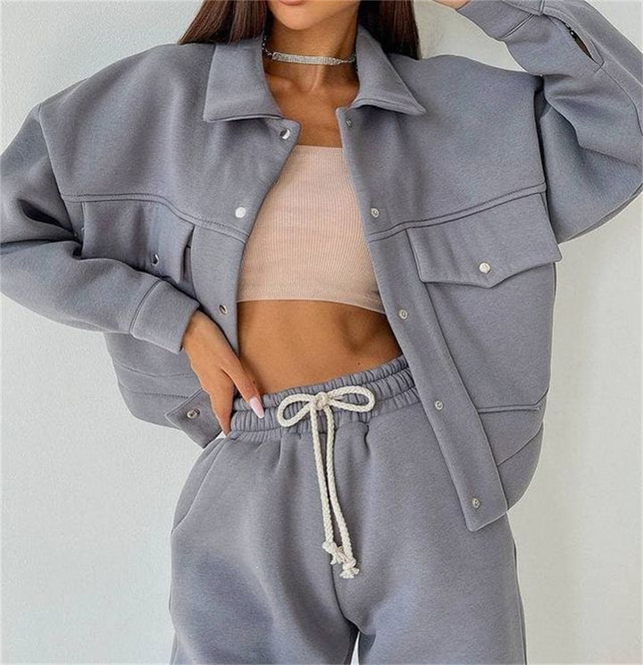 Damen Sportliches Set aus Oversize-Jacke und bequemen Joggerhosen Drune