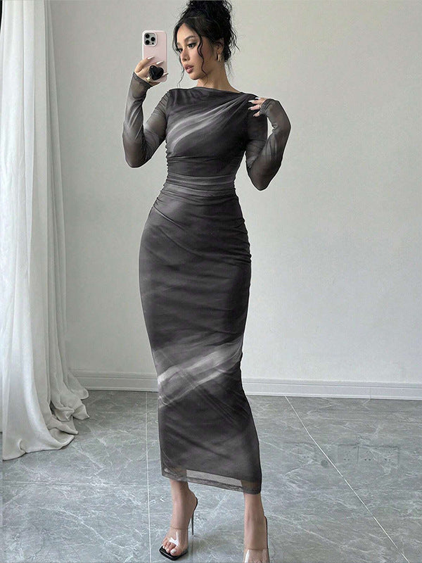 Damen Elegantes Wickelkleid mit Struktur Drune