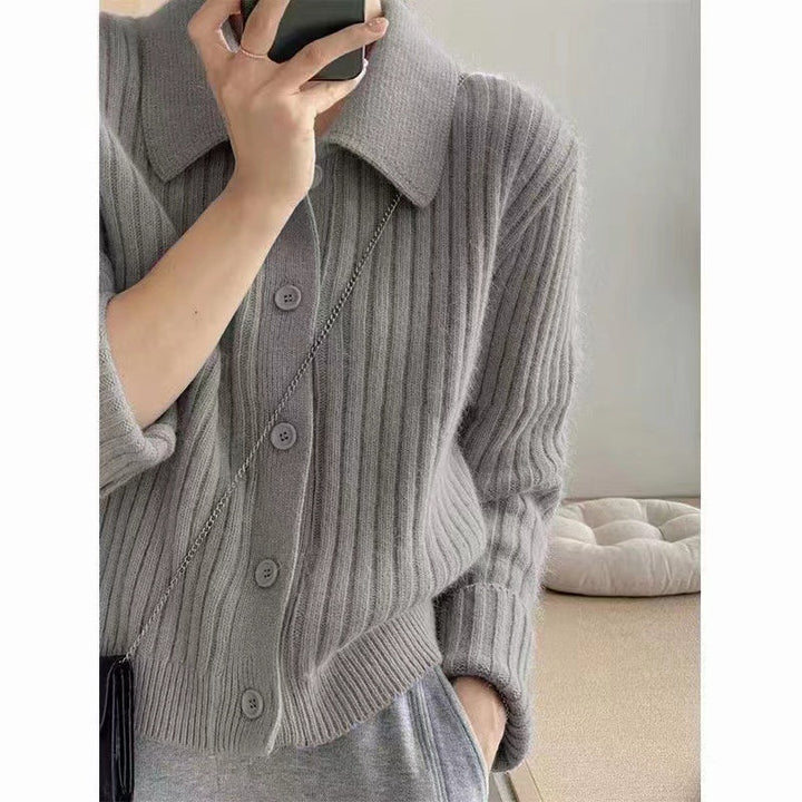 Damen Strickjacke mit eleganter Knopfleiste und hochmodernem Rippdesign Drune