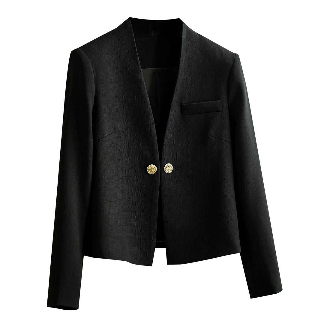 Damen Stilvoller Kurzblazer mit glamourösen Knöpfen Drune