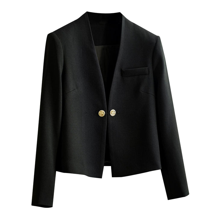 Damen Stilvoller Kurzblazer mit glamourösen Knöpfen Drune