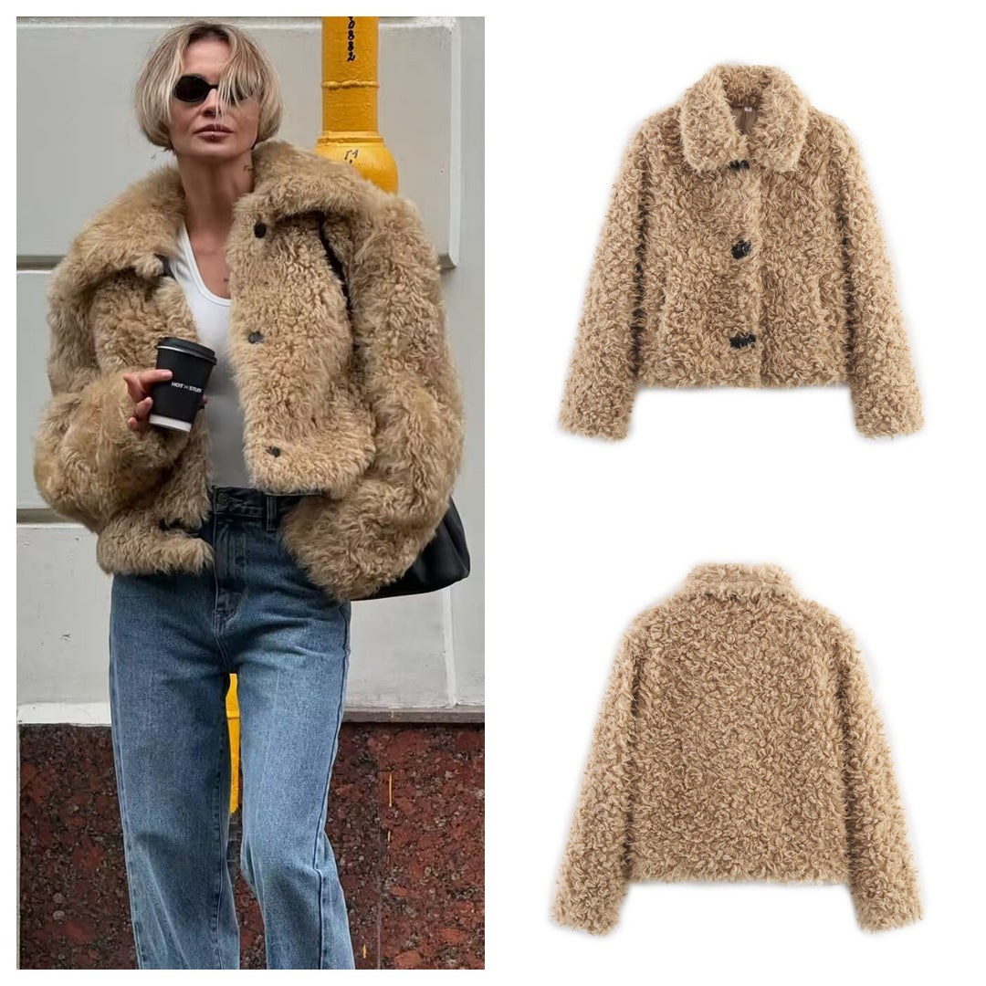 Damen kuschelige Teddyjacke Drune