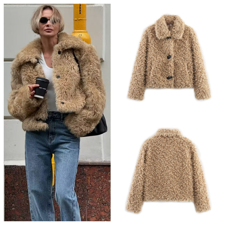 Damen kuschelige Teddyjacke Drune