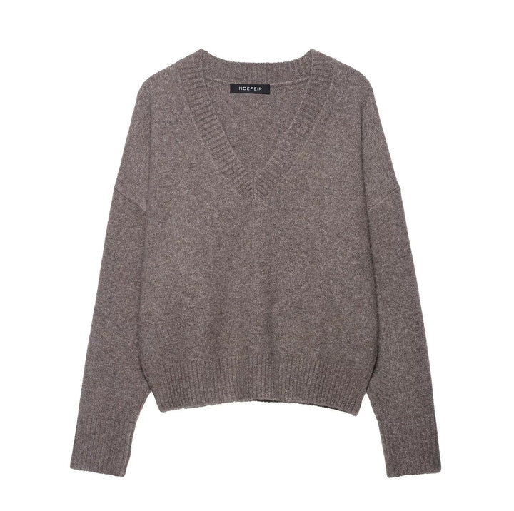 Damen kuscheliger V-Ausschnitt Pullover Drune