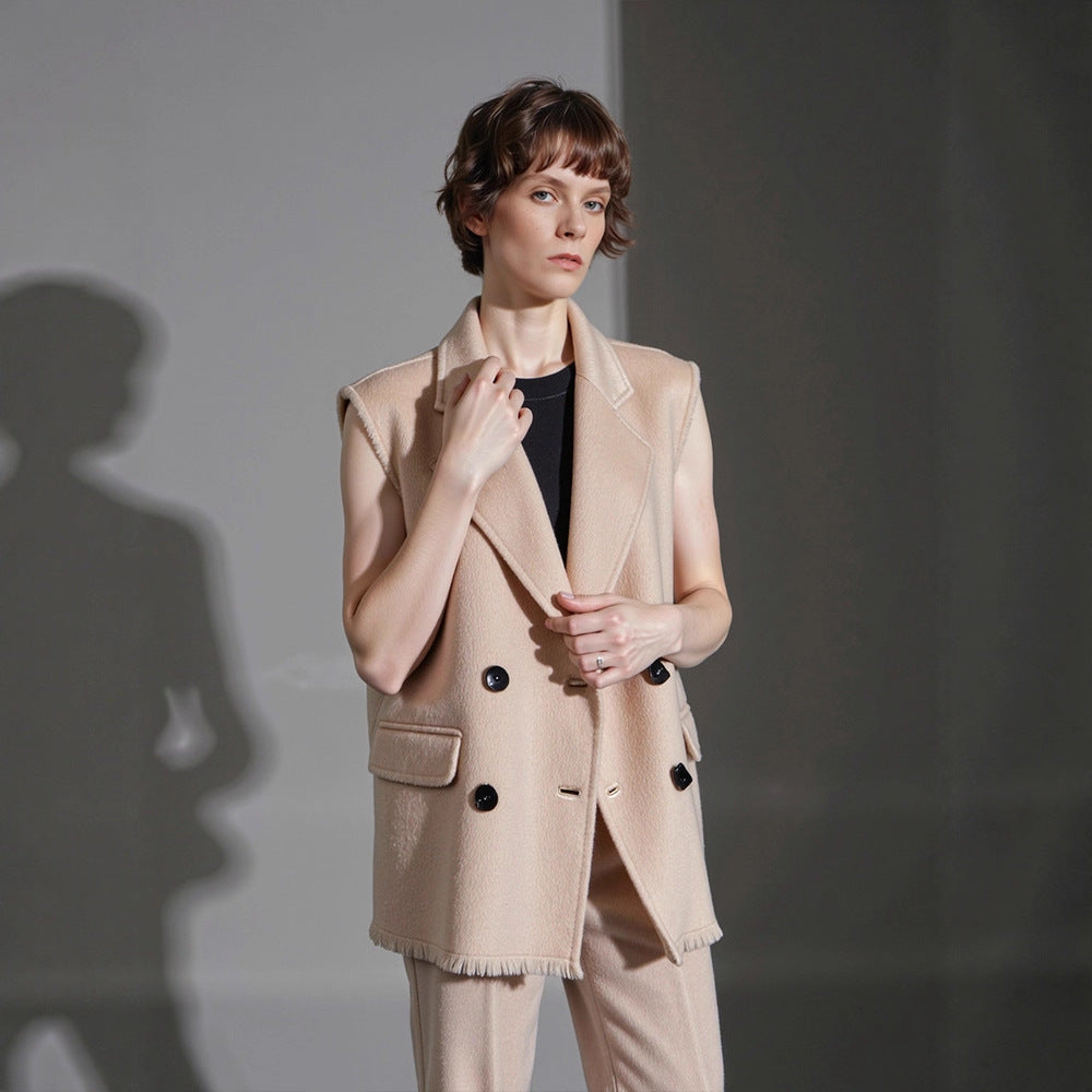 Damen Elegante und lässige Weste mit doppelter Knopfreihe Drune