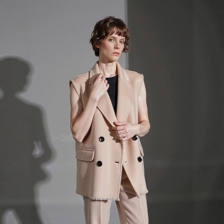 Damen Elegante und lässige Weste mit doppelter Knopfreihe Drune