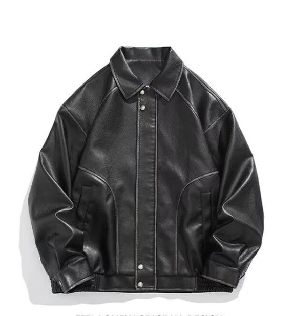 Vintage-Motorradjacke aus Leder im Used-Look