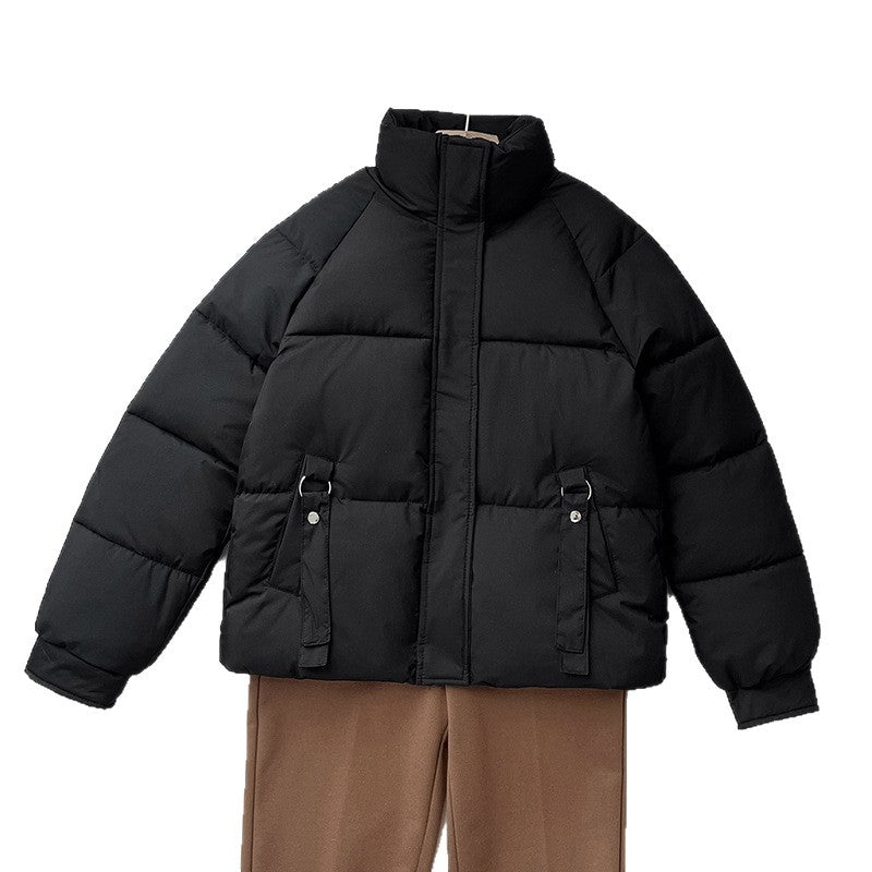 Damen nan kurze gesteppte Pufferjacke mit hohem Stehkragen, verdeckter Frontblende und D‑Ring Taschenapplikation Drune
