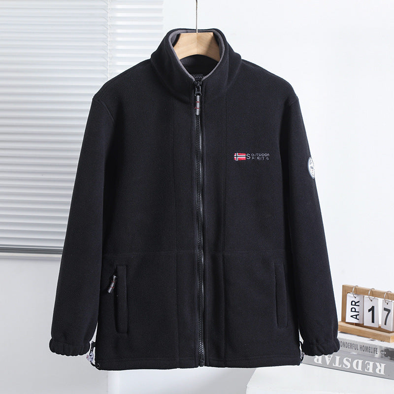Herren nan Fleecejacke mit Stehkragen, durchgehendem Reißverschluss, zwei Eingrifftaschen und elastischen Bündchen Drune