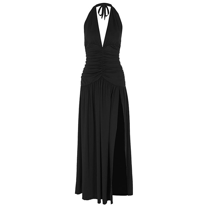 Damen Wickelkleid mit tiefem V-Ausschnitt und Raffung Drune