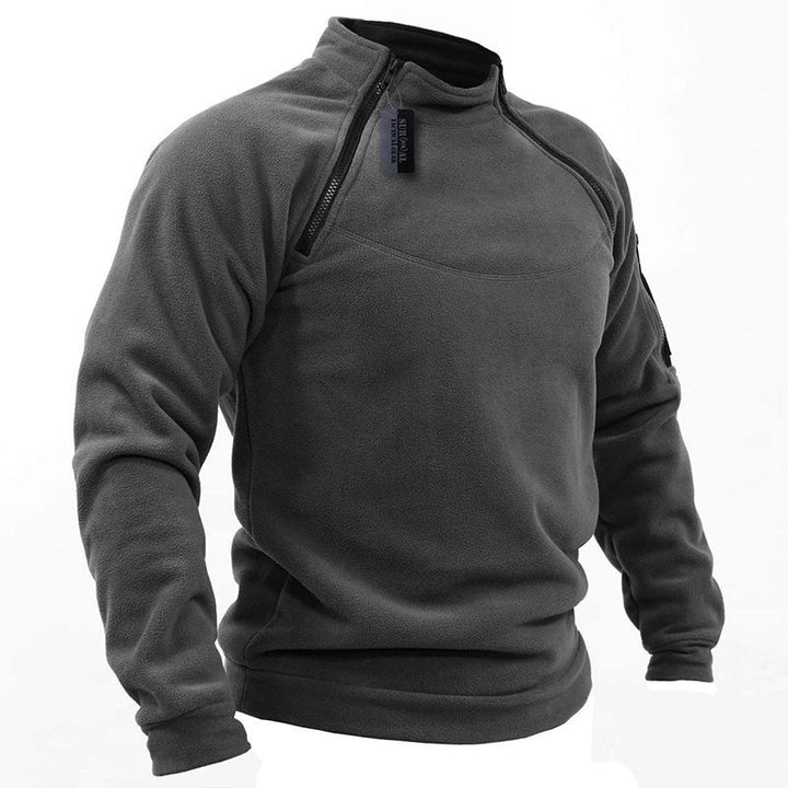 Herren Funktions-Fleecepullover mit Schulterbelüftung, hohem Stehkragen und Ärmeltasche Drune