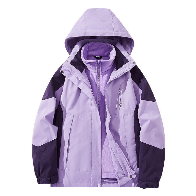 Herren Wasserabweisende zweilagige Trekkingjacke mit abnehmbarer Fleece-Innenjacke und Kapuze Drune