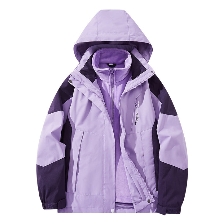 Herren Wasserabweisende zweilagige Trekkingjacke mit abnehmbarer Fleece-Innenjacke und Kapuze Drune
