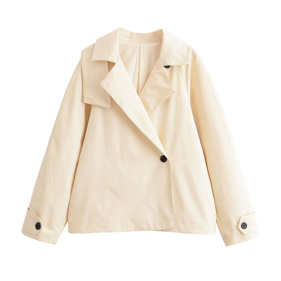 Damen Kurzjacke im Trenchstil mit asymmetrischem Revers Drune