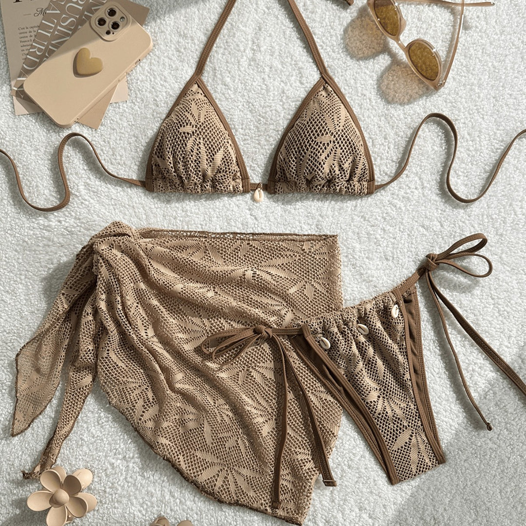 Damen Triangel-Bikini mit dekorativer Rockuffle Drune