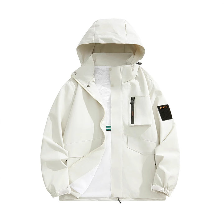 Herren multifunktionale Utility-Outdoorjacke mit Kapuze, verdeckten Taschenklappen und windabweisender Beschichtung Drune