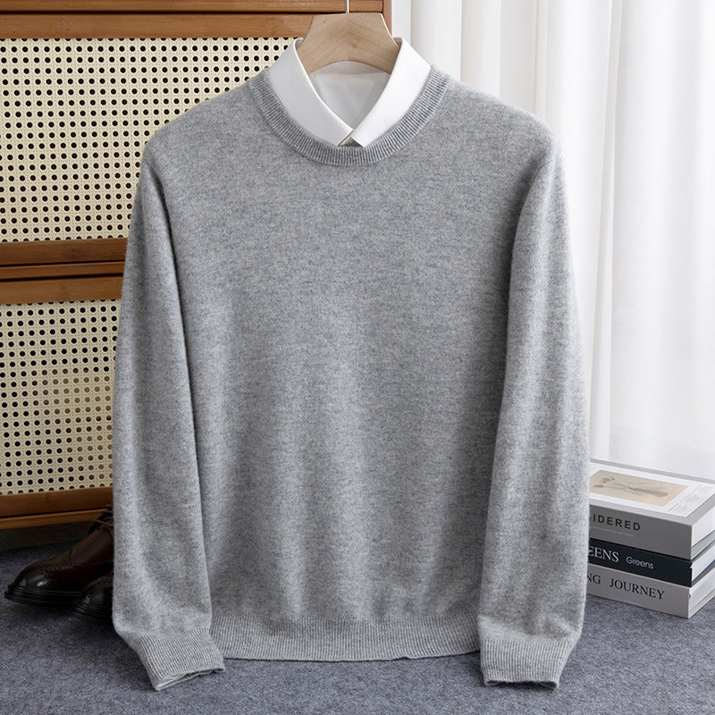 Herren Schlichter Rundhals-Feinstrickpullover kaschmirähnliche Haptik mit gerippten Abschlüssen Drune
