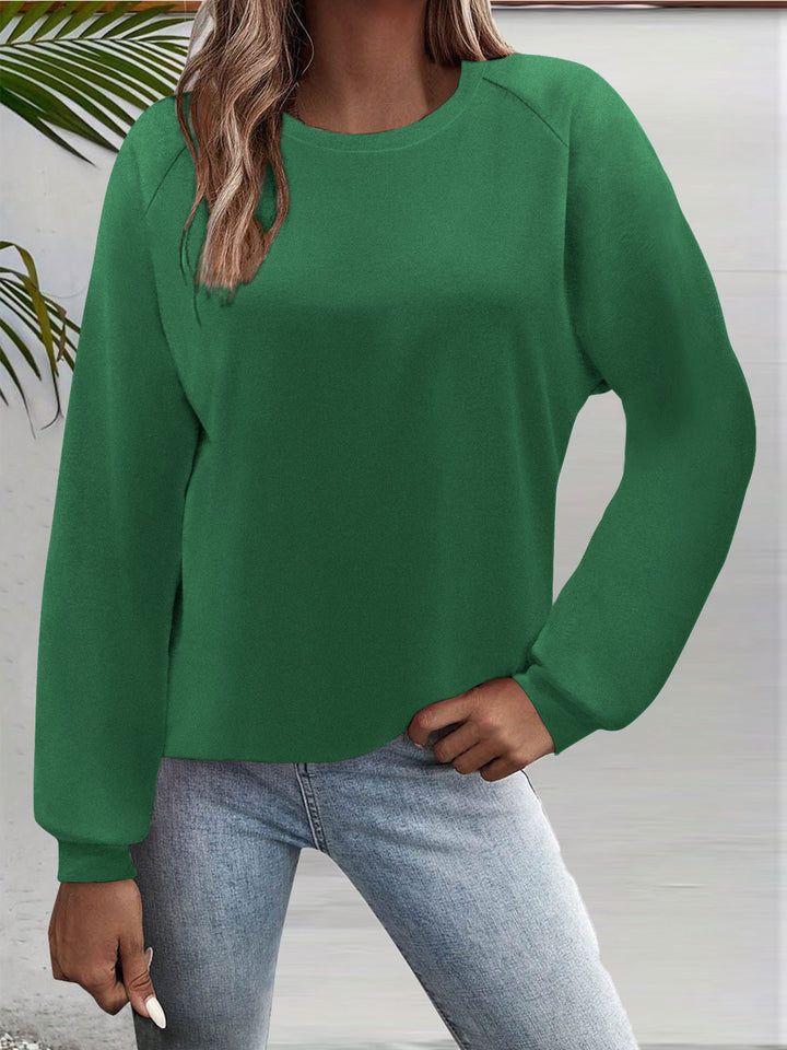 Damen Freizeit Rundhalsausschnitt Sweatshirt mit Raglanärmeln und elastischen Bündchen Drune