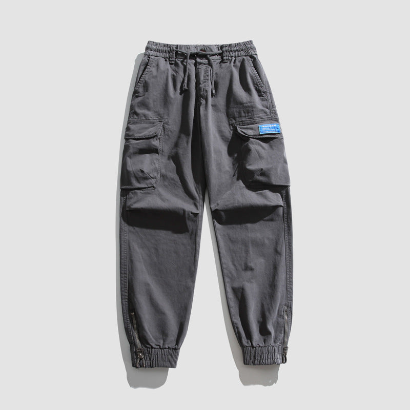 Herren Konisch geschnittene Utility-Cargo-Jogginghose mit Tunnelzugbund, Klapptaschen und Knöchelreißverschlüssen Drune