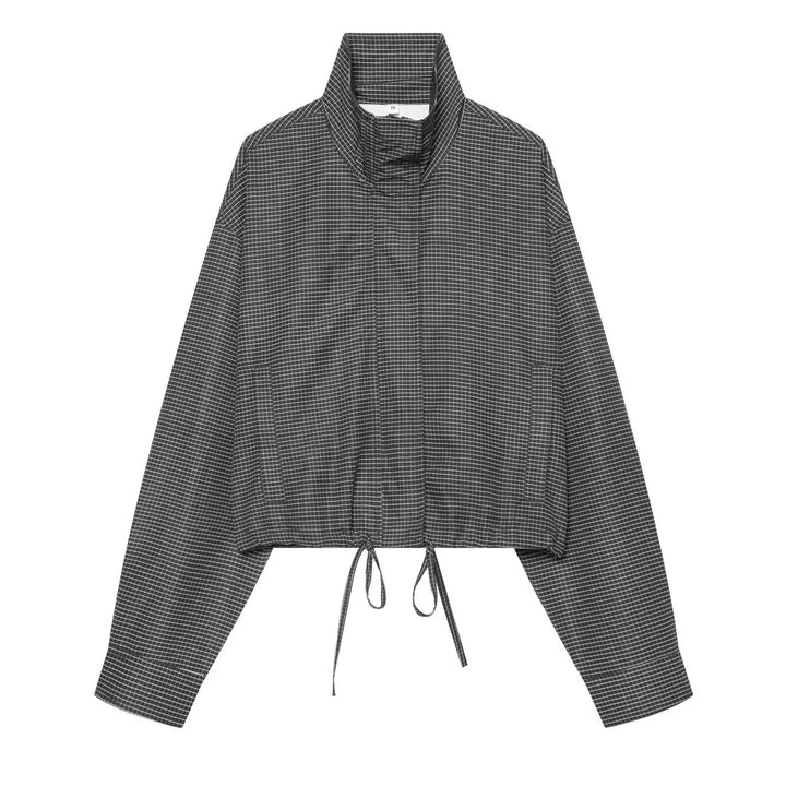 Damen Kurzgeschnittene Oversize-Windjacke mit Stehkragen und Tunnelzug Drune