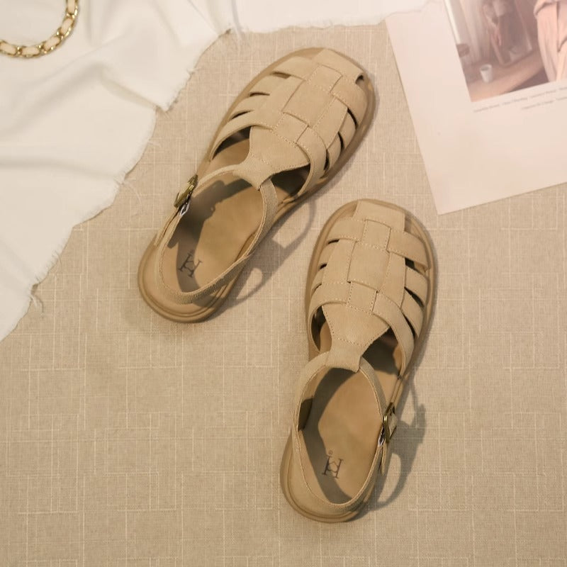 Damen Komfortable und modische Riemchensandalen mit geflochtenem Design Drune