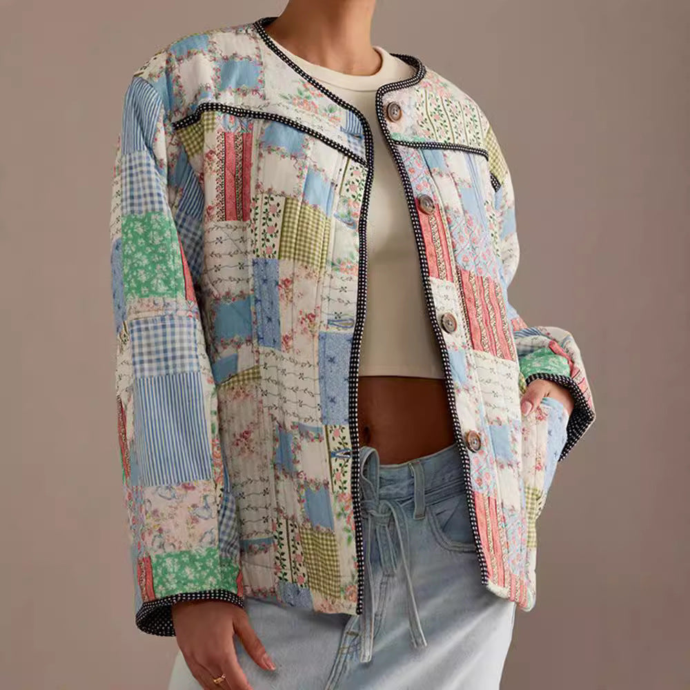 Damen Gestepptes Patchwork-Bomberjacke Drune
