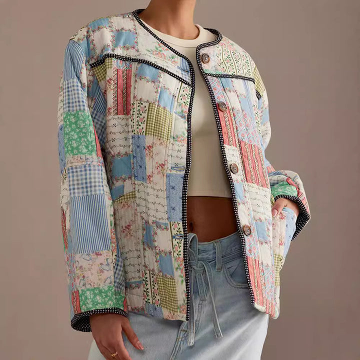 Damen Gestepptes Patchwork-Bomberjacke Drune