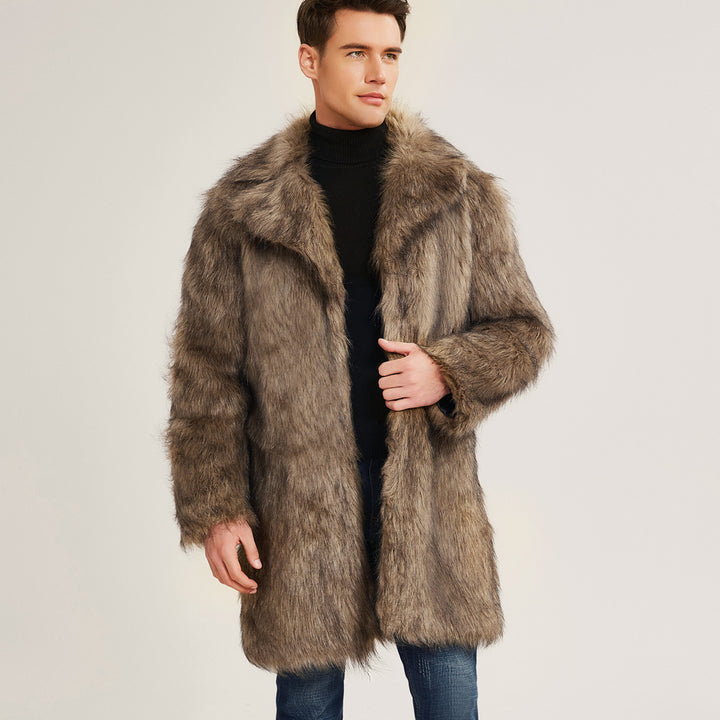 Herren Kunstfell-Kurzmantel mit elegantem Revers Drune