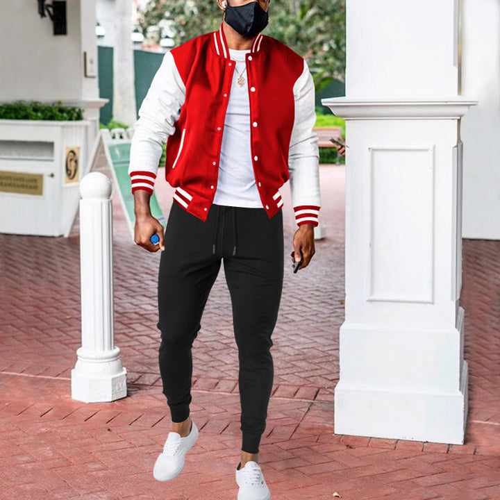 Herren sportliche Collegejacke mit praktischen Taschen und atmungsaktiver Baumwolle Drune