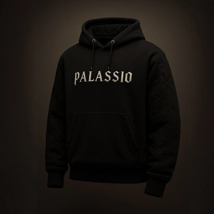 Unisex nan Premium-Hoodie mit tonaler Reliefstickerei an den Ärmeln, doppelter Kapuze und Kängurutasche Drune